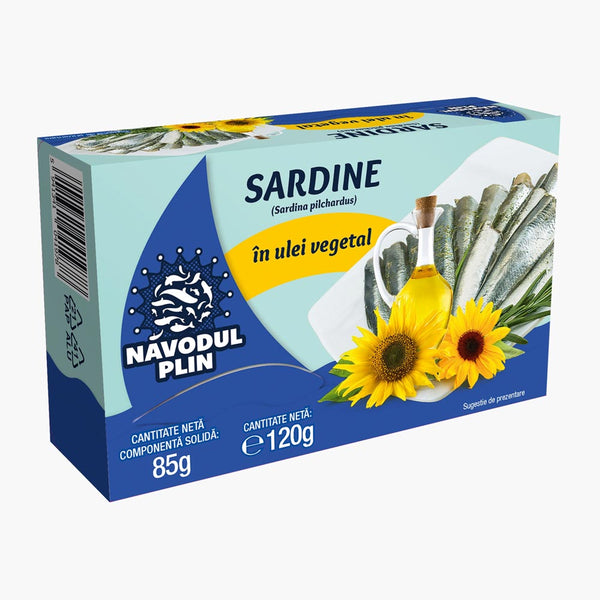 Sardine in ulei vegetal Navodul Plin 120 g