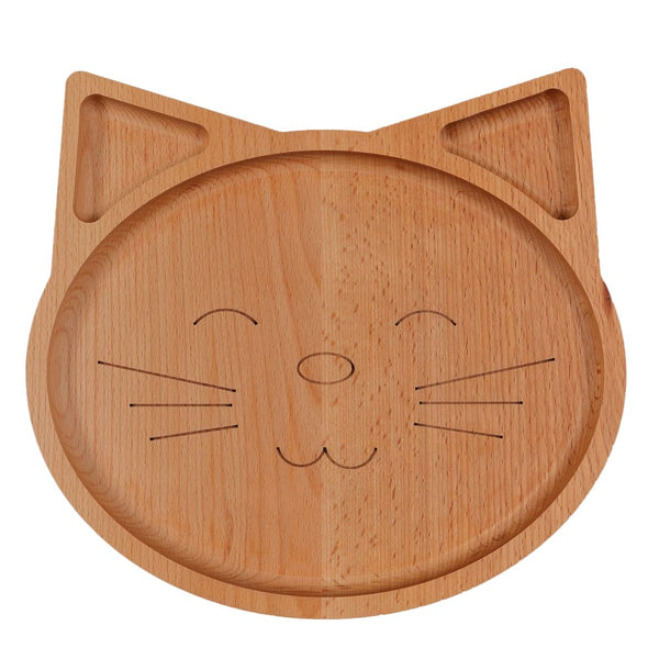 Platou lemn pentru servire in forma de pisica, lemn de fag